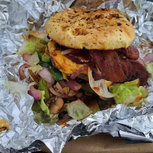 The Train Wreck Burger. OH-Mazing!