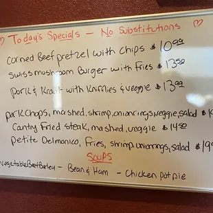 Todays specials-3/3/24
