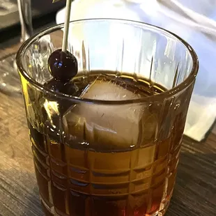 Rum old fashioned with cherry, super tasty and strong