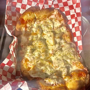 Sausage mushroom flatbread pizza. Yum!