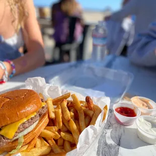Burger and fries are fire!