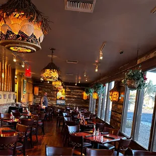 Dining area with a view of the East parking lot.