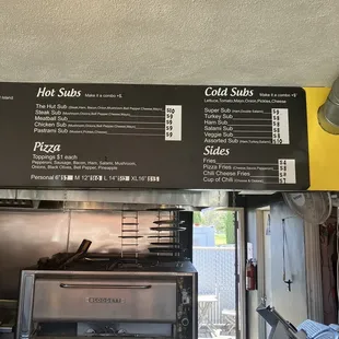 Pizza and subs menu 07/12/23