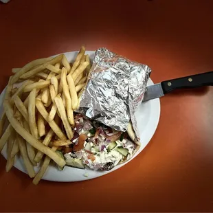 Gyro and fries added feta and cucumber.  Top notch!!