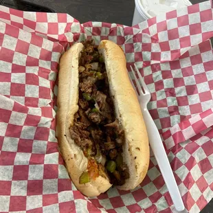 Philly cheese steak sandwich