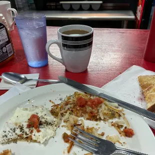 Coffee and egg white Spanish omelette