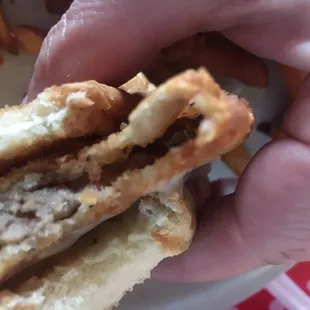 This country fried steak was manufactured in some factory and went from freezer to deep fryer when I ordered.