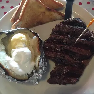 Medium ribeye cooked well done. They could use a thermometer.