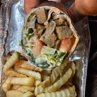 Gyro wrap and fries