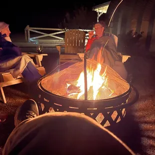 Fire pit at night!