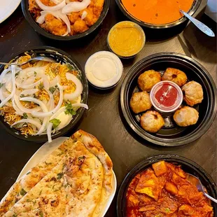 Takeout - I liked the fried momos &amp; lamb curry the best