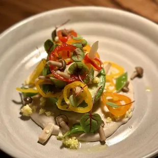 Avocado Luis - holy crap this is incredible. Avocado, white asparagus, pickled mushroom, shaved egg, tonnato creamy effing delicious sauce