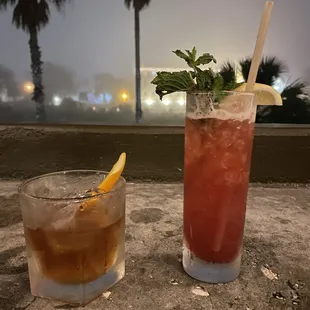 Cool little "porch" area off the bar on a foggy December night.