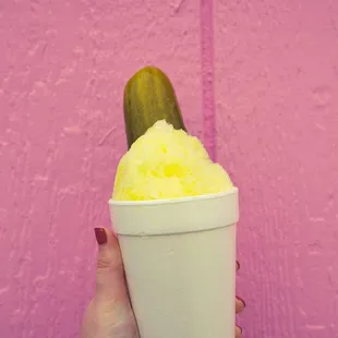 pickle juice + a pickle