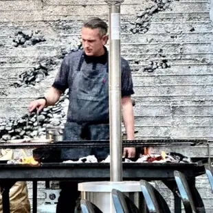 Options of live grill as guests watch their dinner cooking