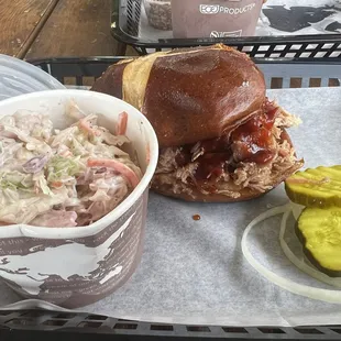 Pulled pork sandwich with house made slaw