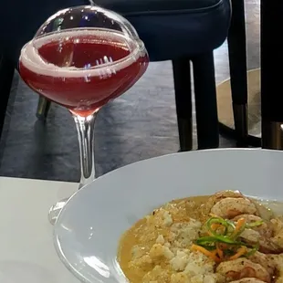 Shrimp and grits &amp; cocktail  Taken 02.01.25