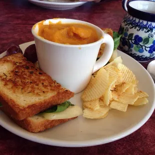 Grown-up Grilled Cheese with Buttercup Squash soup
