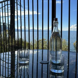 View from the ground level patio area next to the restaurant.