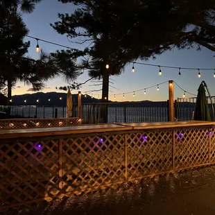 Outdoor are with cantina lights