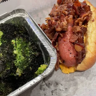 Southern Dog with charred broccoli