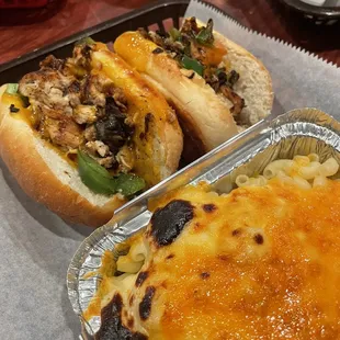 Chicken Philly with mac &apos;n cheese