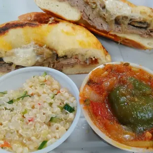 Roast beef sandwich with sides of quinoa salad and ratatouille..so good! Free!