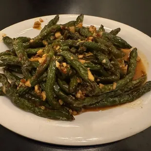 Spicy green beans.