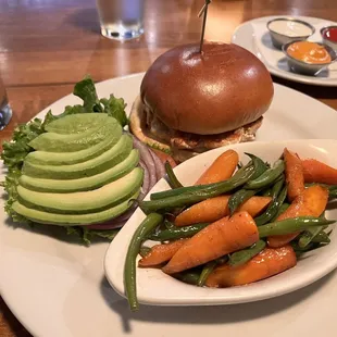 Salmon avocado burger