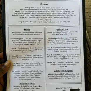 menu
