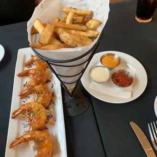 Tempura Prawns &amp; Beer Battered Potato Fries