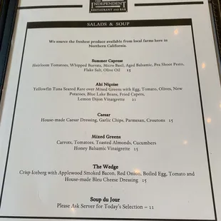 Salad &amp; Soup Menu
