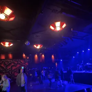 The stage and band playing.