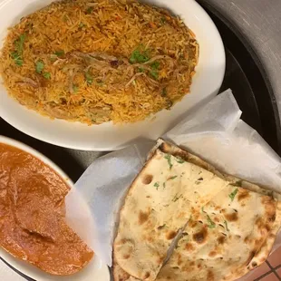 a plate of food and a bowl of soup