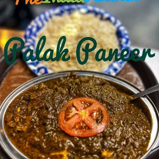 a bowl of palak paneer