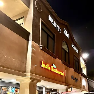 The outside of the restaurant.