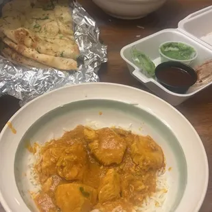 Chicken Curry Naan Basket Chicken over Rice