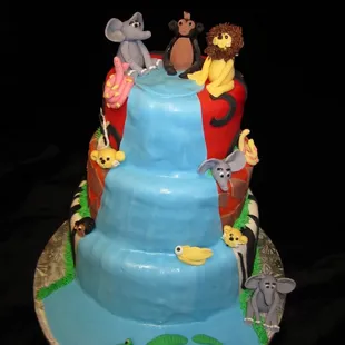 Safari themed 1st Birthday cake