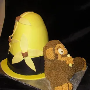 Curious George 1st birthday cake - Golden Delight Cake with Vanilla Butter Cream Frosting