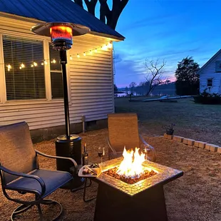 Suites have private waterfront patios with gas grill, fireplace and patio heater. Great for relaxing, bird watching, etc.