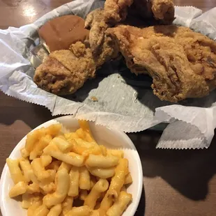Four piece fried chicken dinner.