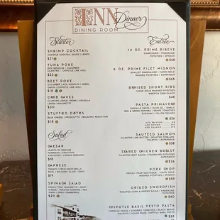 Dinner menu 01-2025