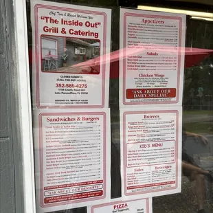 menus on a window