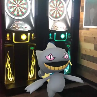 a cat standing in front of a game machine