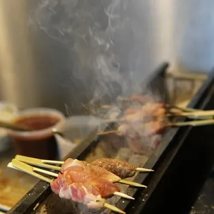 skewered meat on skewers