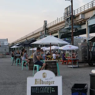 Beer garden lot, available on a first come first serve basis (no reservations).  Weekly events Saturdays &amp; Sundays!