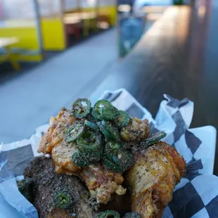 s&amp;p wings serrano peppers