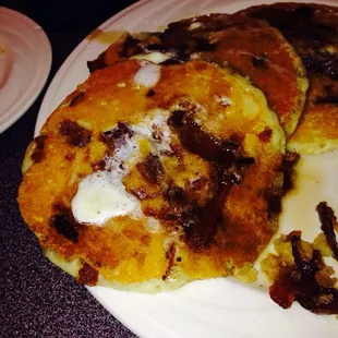 Pancakes with bacon baked into them! Amazingly satisfying!!!