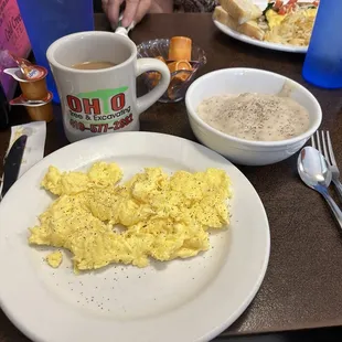 Half order Sausage Gravy &amp; Biscuits w/ side of scrambled eggs