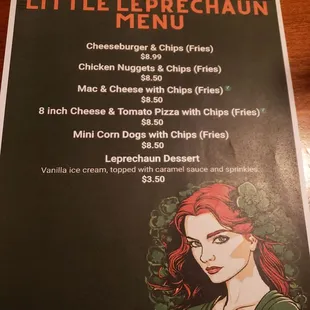 Kids menu